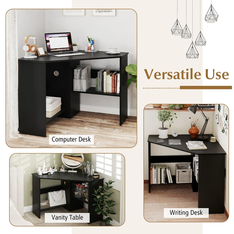 Giantex Corner Desk with Storage Shelves & CPU Stand