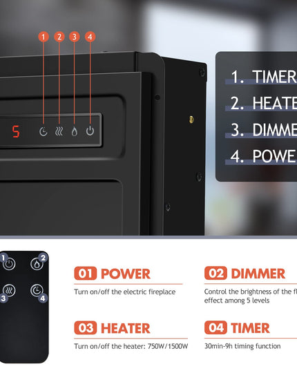 Giantex Recessed and Wall-Mounted Electric Fireplace - Electric Stove Heater