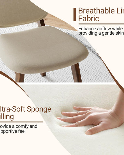 Giantex Wooden Dining Chairs Set of 2/4 Linen Fabric Upholstered Dining Room Chairs