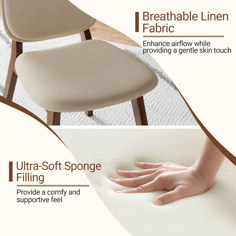 Giantex Wooden Dining Chairs Set of 2/4 Linen Fabric Upholstered Dining Room Chairs