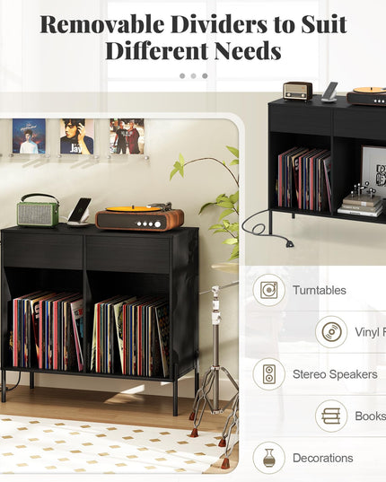 Giantex Large Record Player Stand with Charging Station