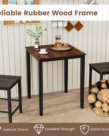 Table à manger carrée Giantex 30"x30"x36" avec cadre en bois d'hévéa massif