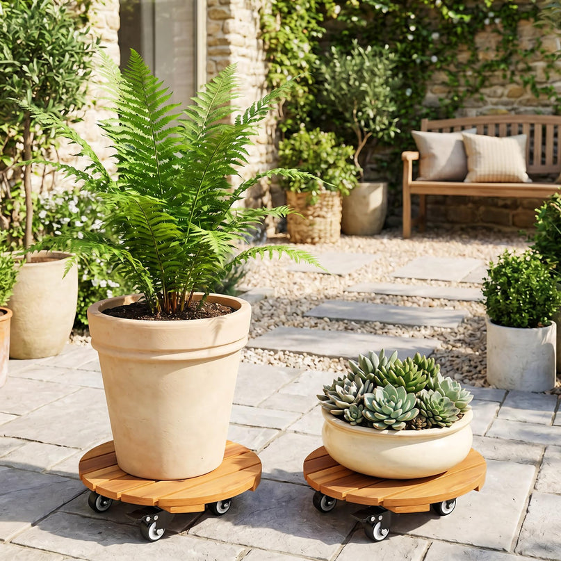 Giantex 2/4 Pcs Plant Caddy with Wheels
