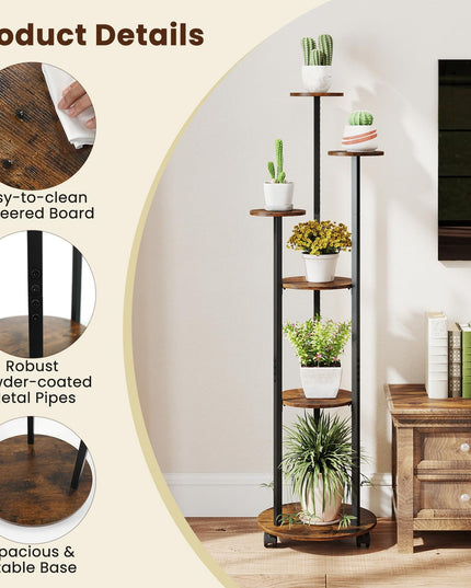 Support à plantes d'intérieur Giantex avec lumières et roulettes pour petits espaces, salon, balcon