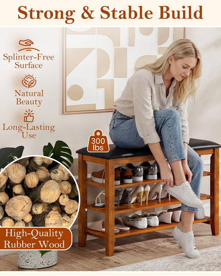 Giantex 4-Tier Shoe Rack Bench with Adjustable Shelves