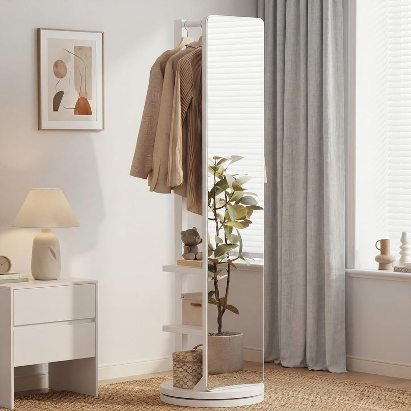 Giantex 65.5" Swivel Full Length Mirror with Coat Rack