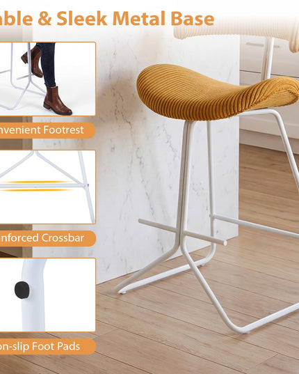 Giantex 25" Fabric Upholstered Armless Counter Height Chairs with Metal Legs & Footrest (2/4)