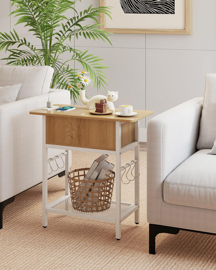 Giantex End Table with Charging Station Flip Top Bedside Night Stand(1/2)