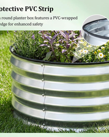 Giantex 2 Pack Galvanized Raised Garden Bed Kit | 2x2x1 FT Round Large Metal Planter Boxes w/Open-Ended Base