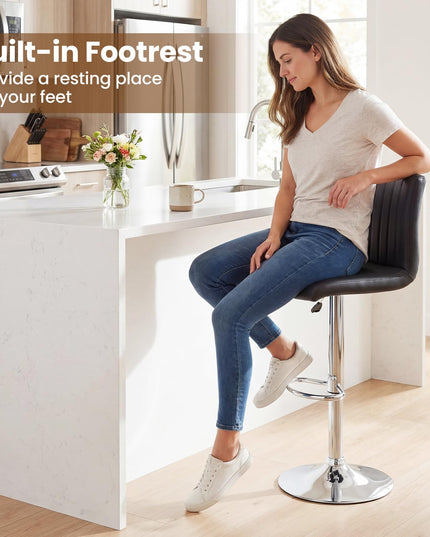 Giantex Modern Bar Stools | Adjustable Swivel Bar Chairs with Back and Footrest (2/4)