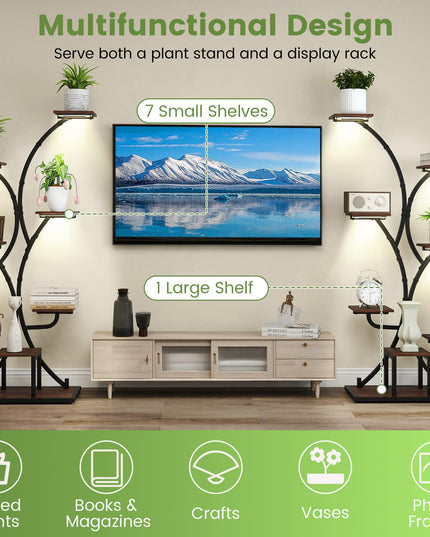 Giantex Plant Stand Indoor with Grow Lights 8-Tier 58" Tall Corner Metal Plant Shelf