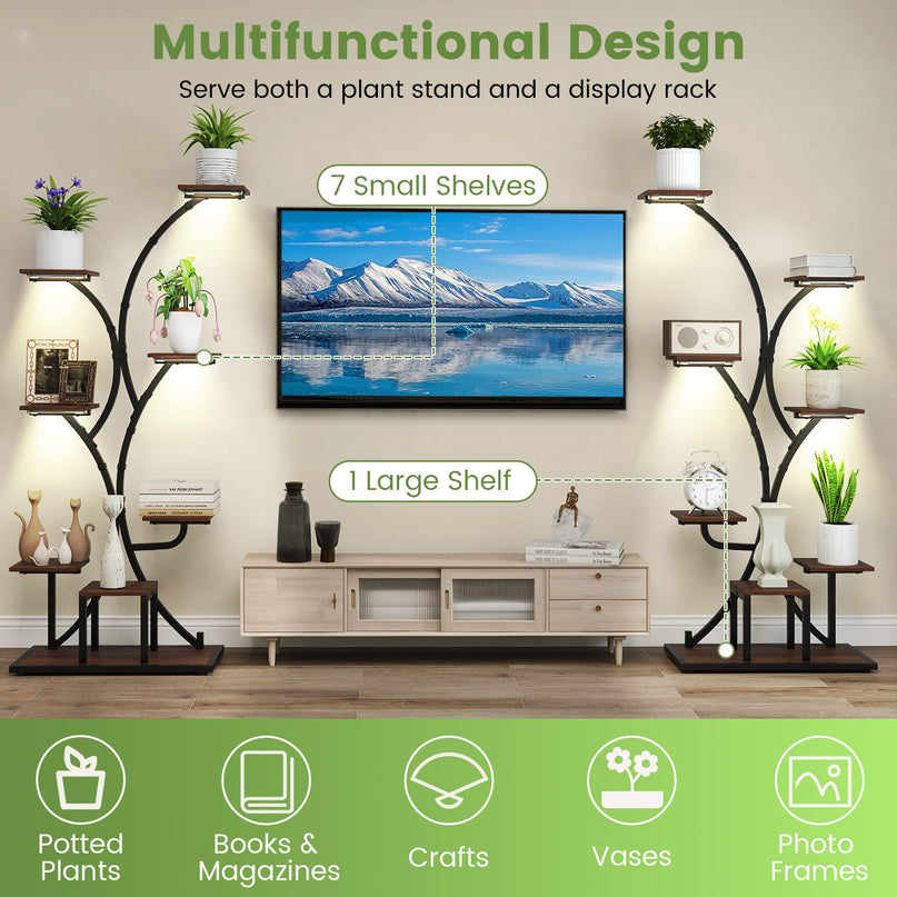 Giantex Plant Stand Indoor with Grow Lights 8-Tier 58" Tall Corner Metal Plant Shelf