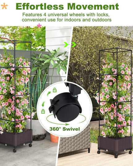 Giantex Raised Garden Bed with Tomato Cages, 67” Adjustable Height