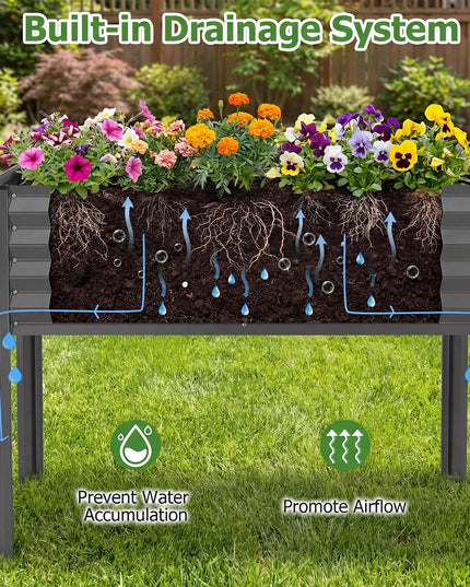 Giantex 46"x24"x31" Galvanized Raised Garden Bed with Legs (1/2)
