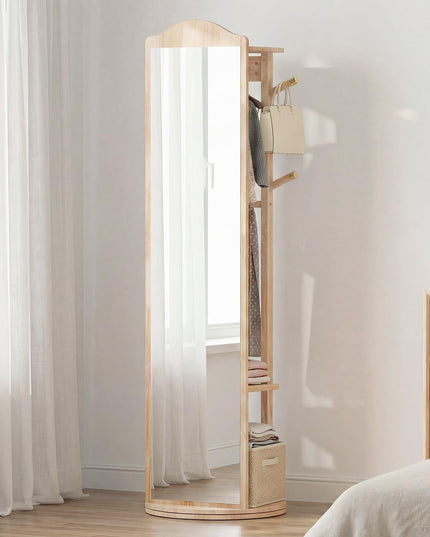 Miroir sur pied en bois Giantex 66" x 19" avec 2 tringles à vêtements