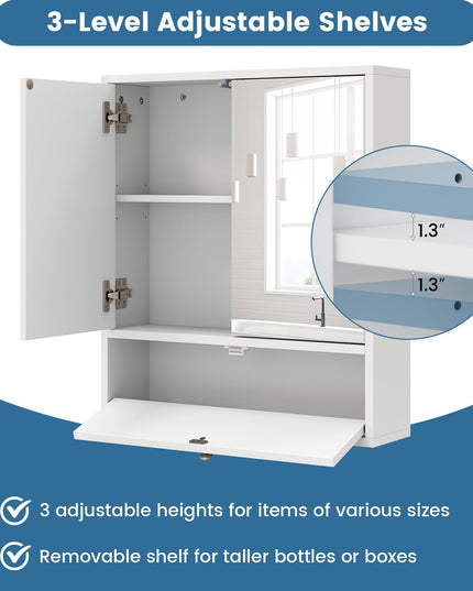 Giantex Medicine Cabinet, Bathroom Wall Mount Cabinet with Mirrored Door