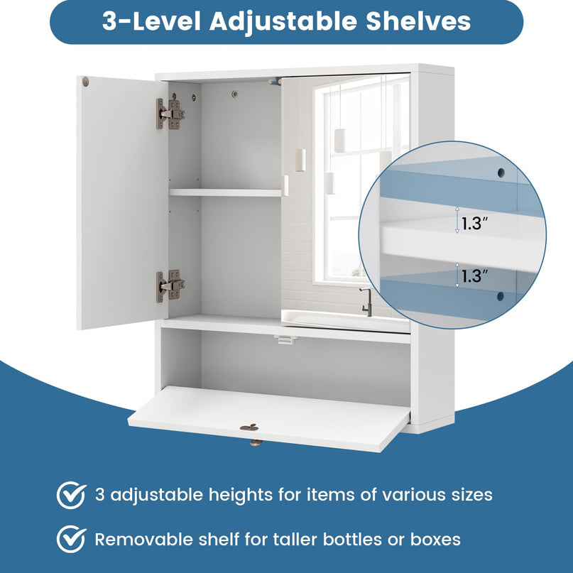 Giantex Medicine Cabinet, Bathroom Wall Mount Cabinet with Mirrored Door