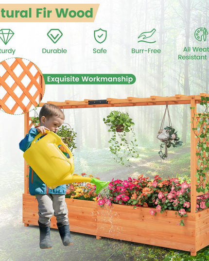 Giantex Raised Garden Bed with Trellis & Hanging Roof (79" x 17.5" x 45")