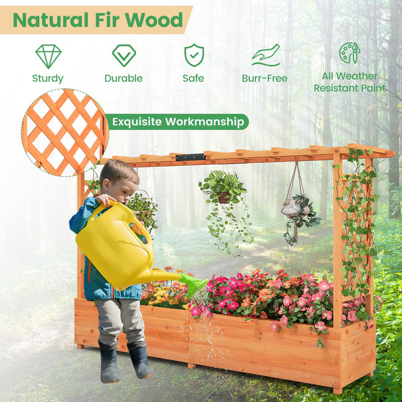 Giantex Raised Garden Bed with Trellis & Hanging Roof (79" x 17.5" x 45")