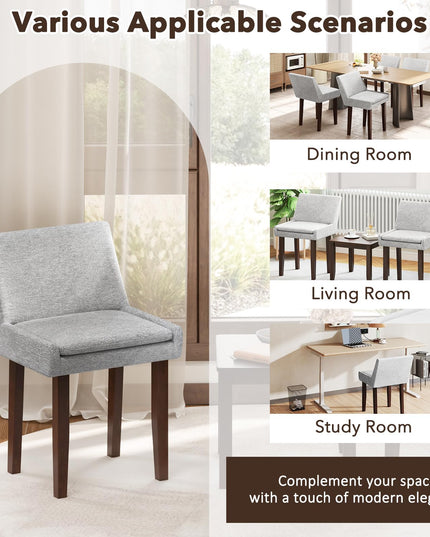 Giantex Linen Upholstered Accent Chairs w/Mid Back & Cushioned Seat
