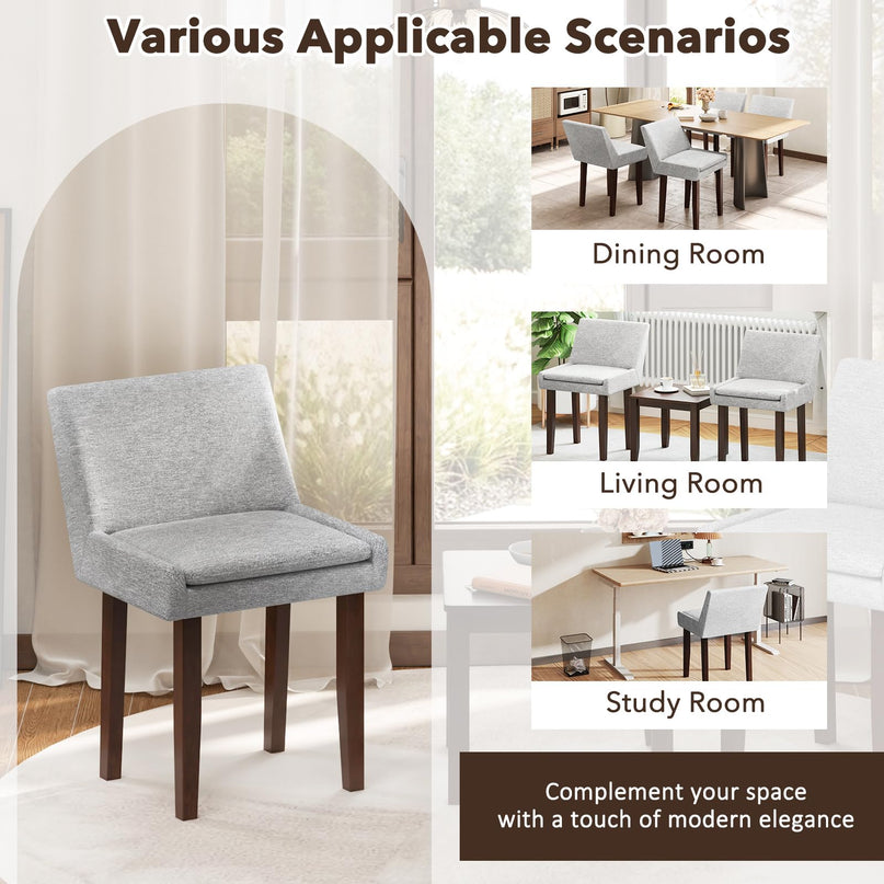 Giantex Linen Upholstered Accent Chairs w/Mid Back & Cushioned Seat