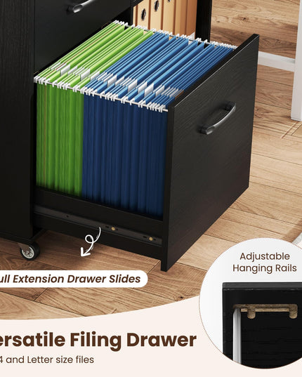3-Drawer File Cabinet | Mobile Lateral Filing Cabinet with Wheels