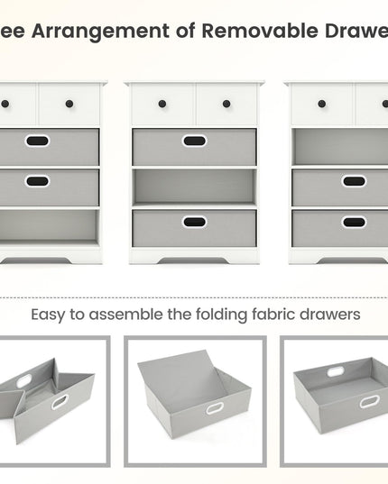 Giantex Nightstand with 4 Storage Drawers for Bedroom Living Room Hallway