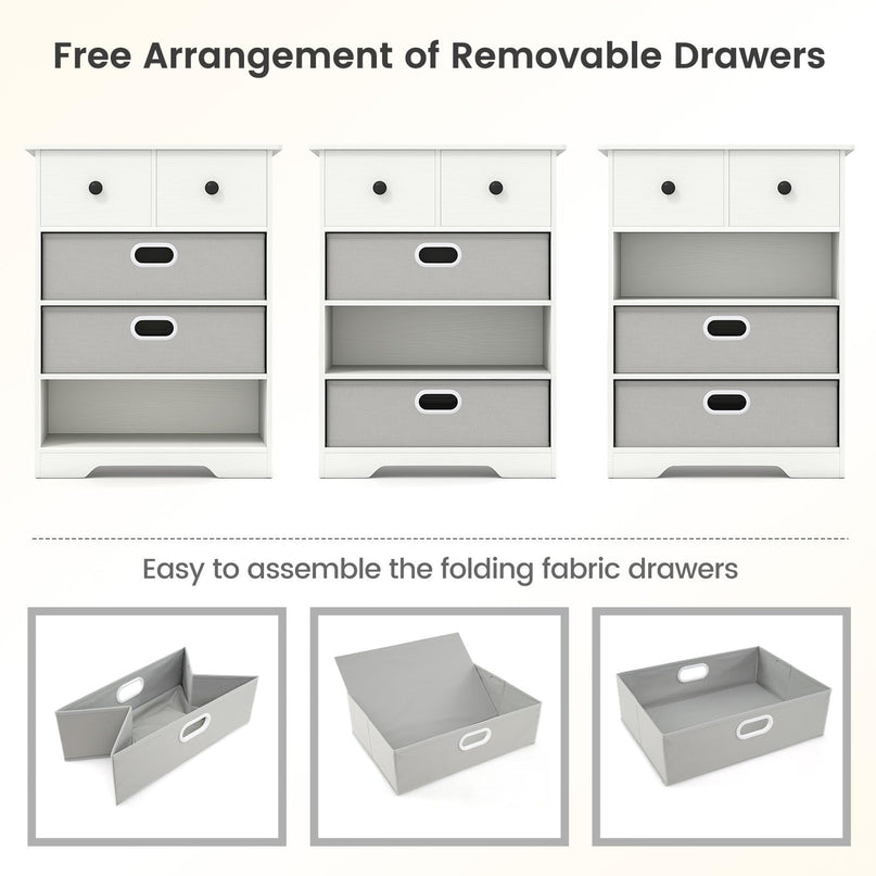 Giantex Nightstand with 4 Storage Drawers for Bedroom Living Room Hallway