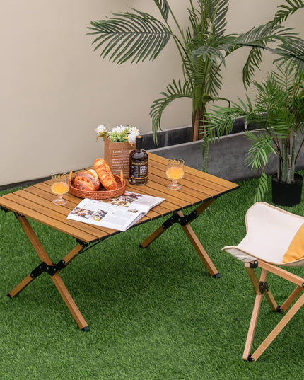 Giantex Folding Camping Table, Roll-Up Folding Table w/Carry Bag