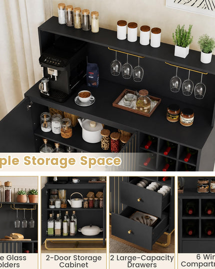 GIANTEX Home Bar Cabinet w/Wine Rack