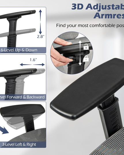 Giantex Ergonomic Office Chair, High Back Mesh Computer Desk Chair with Adjustable Backrest Headrest