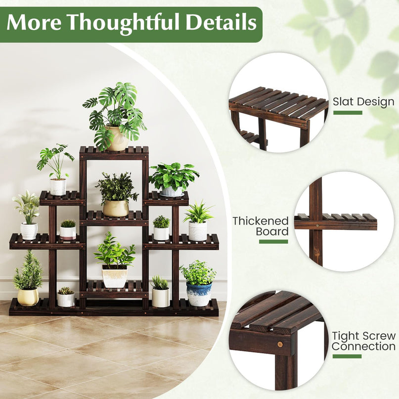 Giantex Plant Stand Indoor & Outdoor 6 Tier Wood Flower Pot Stand