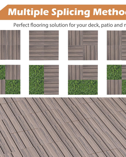Giantex Interlocking Deck Tiles 18/36 Pack - 12" x 12" Weatherproof Composite Outdoor Flooring Covering