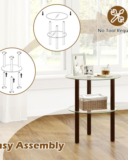 Giantex Round End Table for Living Room Bedroom Home Office