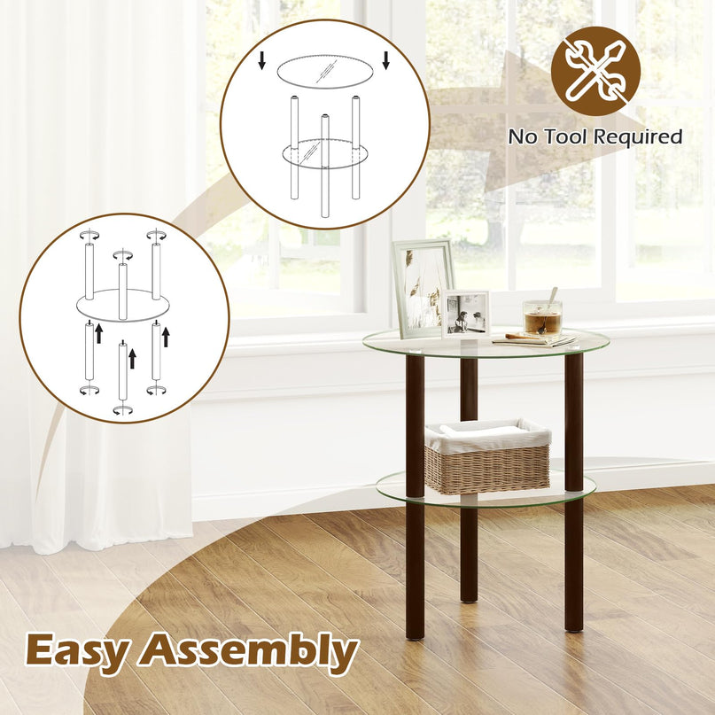 Giantex Round End Table for Living Room Bedroom Home Office