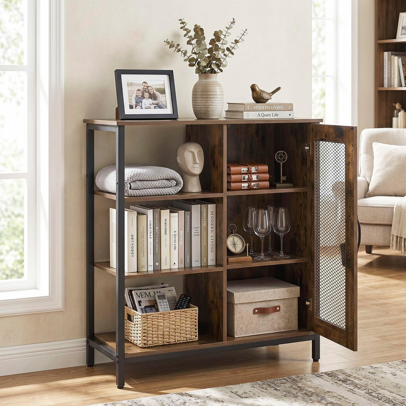 Giantex Buffet Sideboard | Industrial Kitchen Storage Side Cabinet with Metal Mesh Door