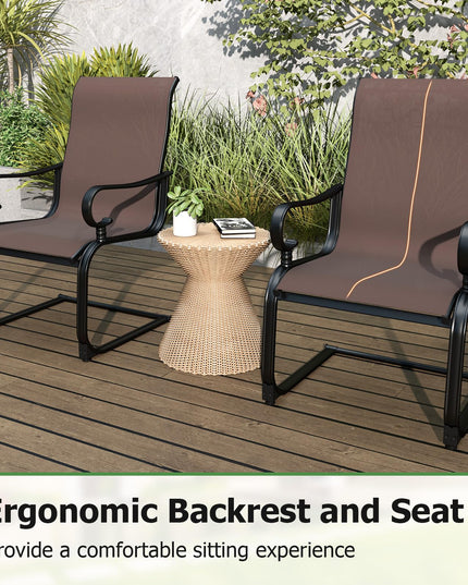 Giantex Patio Dining Chairs Set of 2/4, High Back Outdoor Patio Chairs with Metal C Spring Frame