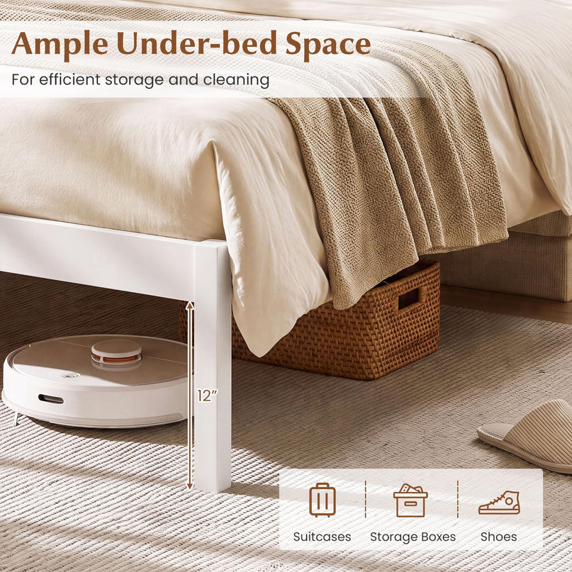 Giantex Twin/Queen/King/Full Size Wooden Bed Frame with Curved Headboard