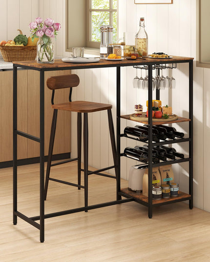 Giantex 48" Bar Table with Storage Shelves for Kitchen Living Room Dinette