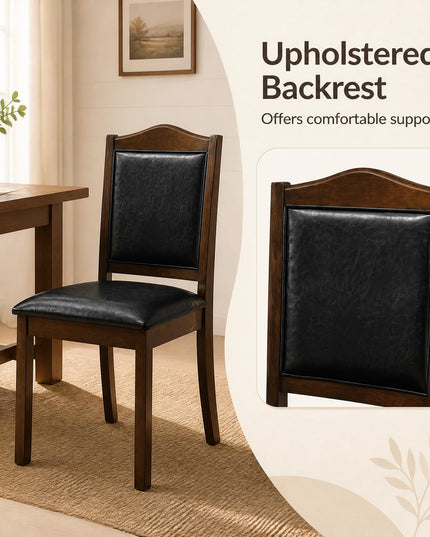 Giantex Wooden Dining Chairs Set of 2/4 | Faux Leather Padded Seat & Back