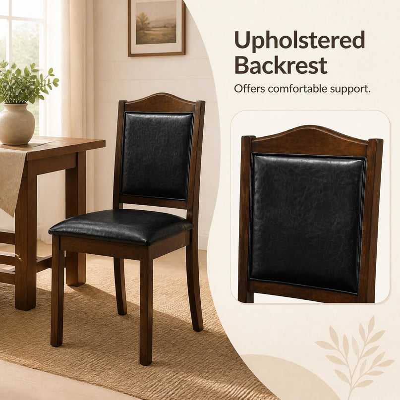 Giantex Wooden Dining Chairs Set of 2/4 | Faux Leather Padded Seat & Back