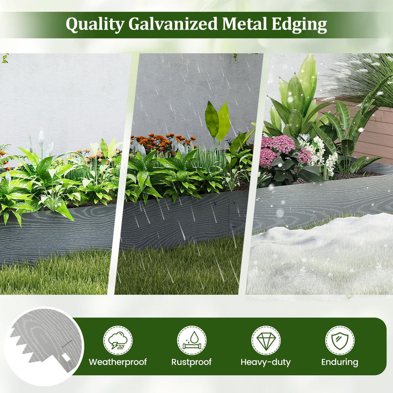 Giantex 6 Pack Galvanized Steel Landscape Edging No Dig Hammer-in Strips with Gloves