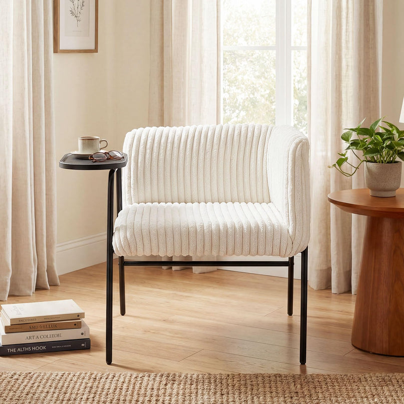 Giantex Modern Accent Chair with Tray Table Solid Metal Frame