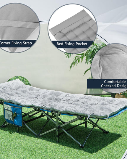 Giantex Camping Cot Pad, 75" x 27.5" x 3" Recliner Cushion with 4 Fixing Straps, Thickened Cushion for Lounge Chair and Swing
