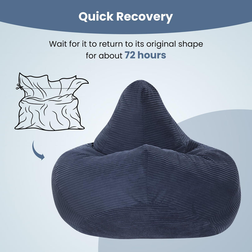 Giantex Bean Bag Chair for Adults with Skin-Friendly Corduroy Cover & Soft Sponge Filling