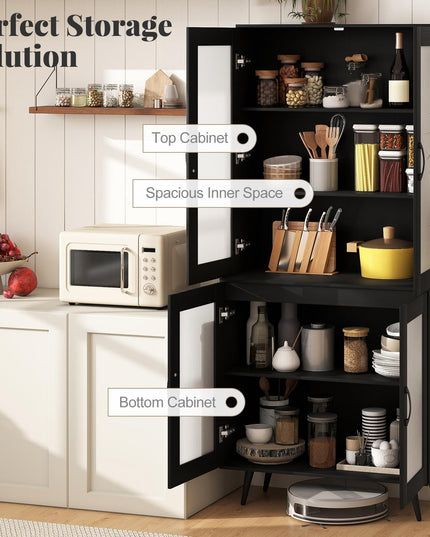 Giantex Kitchen Pantry Cabine with 4 Transparent Doors