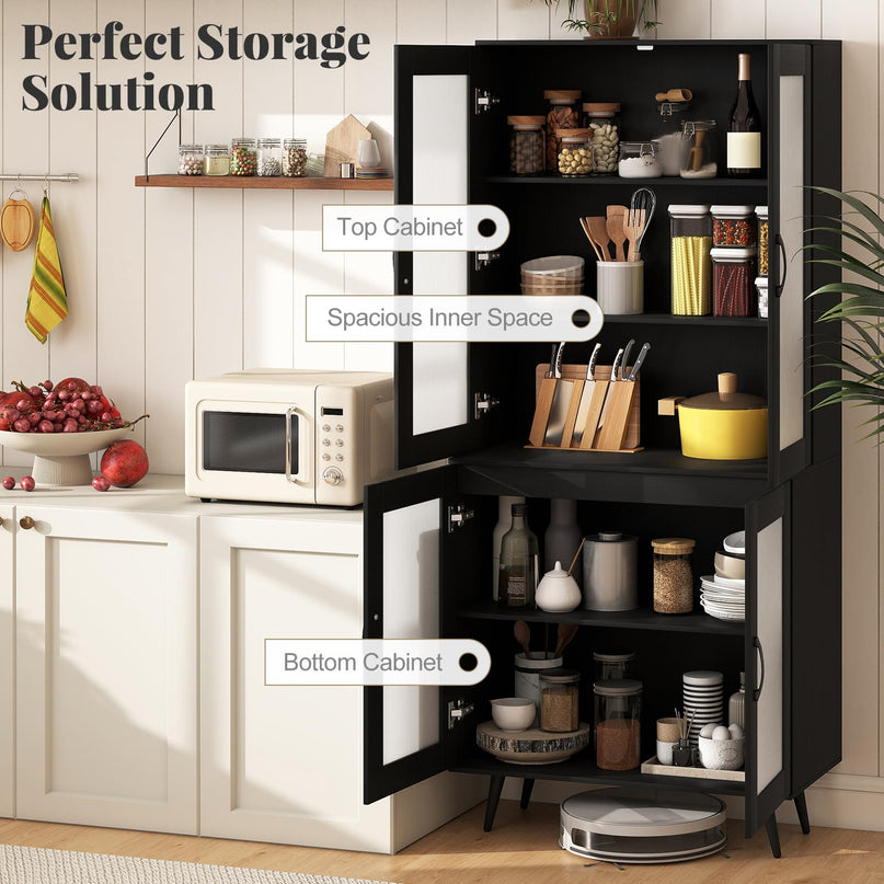 Giantex Kitchen Pantry Cabine with 4 Transparent Doors