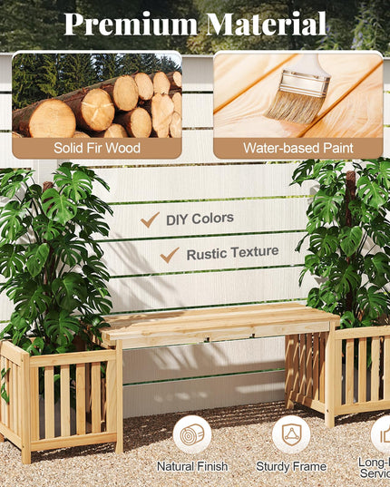 Giantex 2 in 1 Outdoor Bench with 2 Raised Garden Beds
