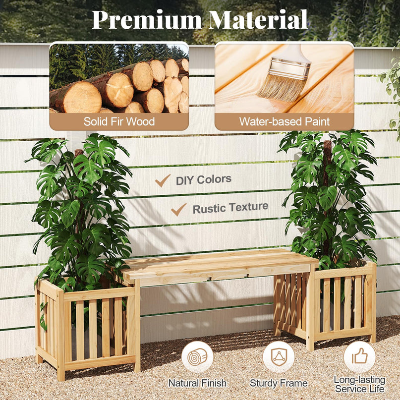 Giantex 2 in 1 Outdoor Bench with 2 Raised Garden Beds