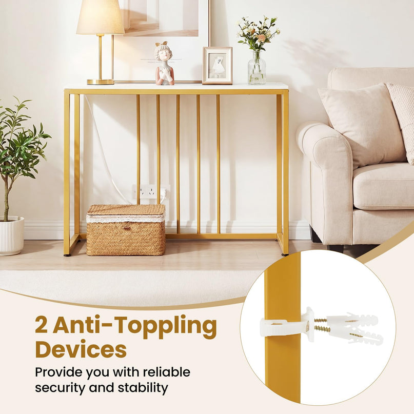Giantex Console Table with Charging Station for Living Room